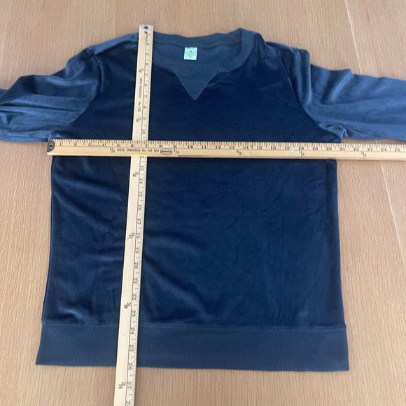 Women's Honeydew Size L Teal Blue Velour Sweatshirt Buttery Soft Loungewear - Picture 3 of 4